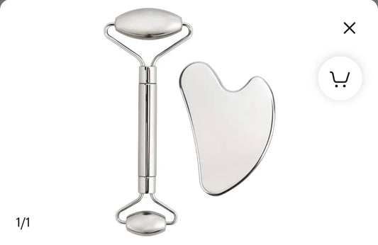 Stainless Steel Facial Gua-Sha set with Stainless Steel Roller for anti - aging and skin tightening